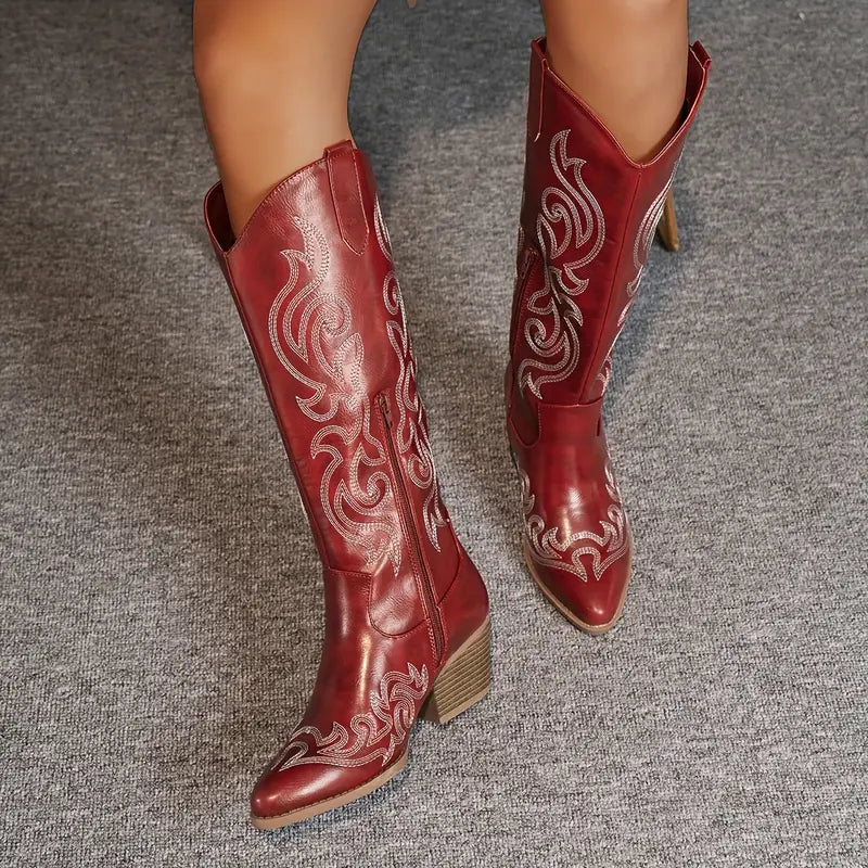 Stylish Women's Chunky Heel Cowboy Boots for Every Occasion 2