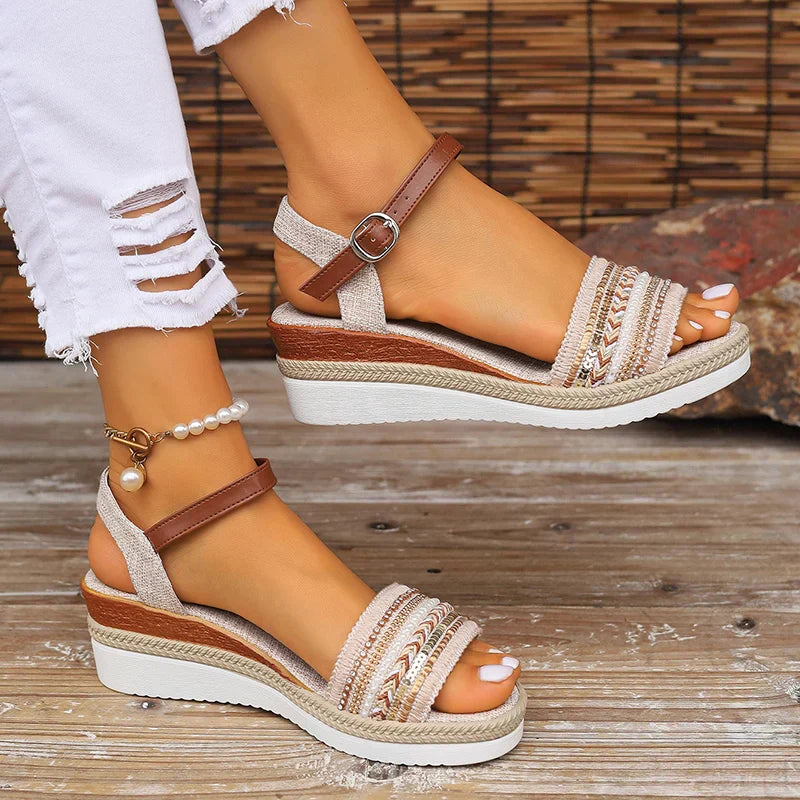 Stylish Women's Wedge Sandals - Boho-Inspired Comfort 0