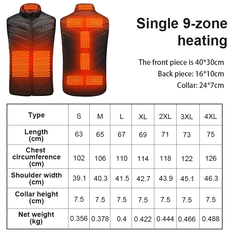 Unisex Heated Vest with USB Power Supply – 4 Heating Elements and 8 Hours of Warmth 5
