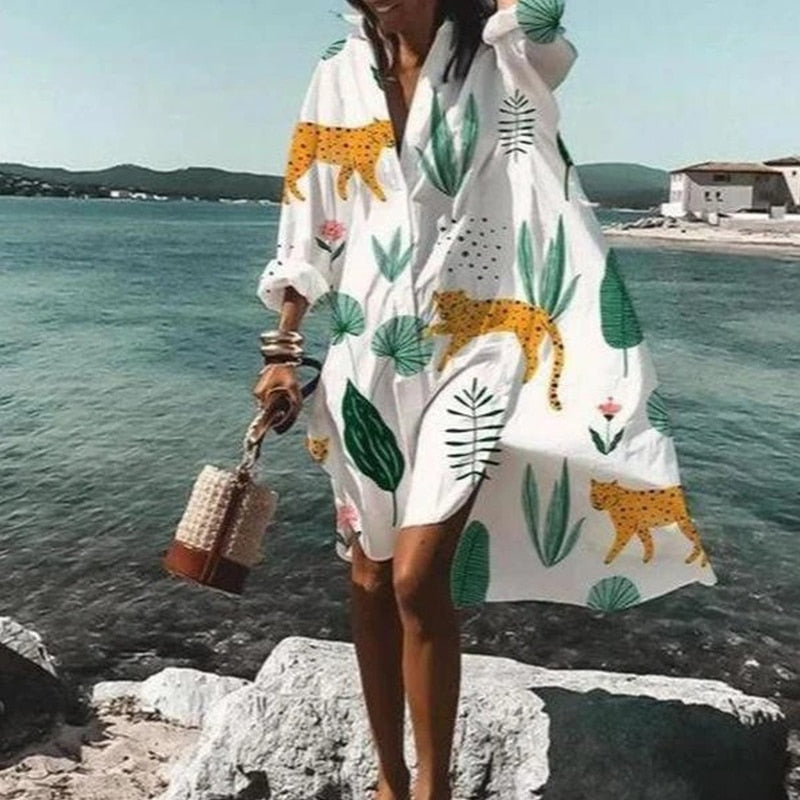 Women's Mini Blouse Dress White 3