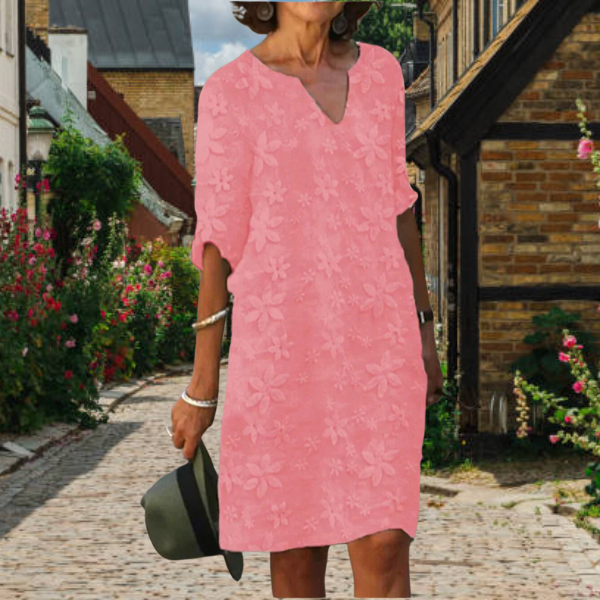 Women's Mini Dress Floral Pattern 3/4 Sleeve 2