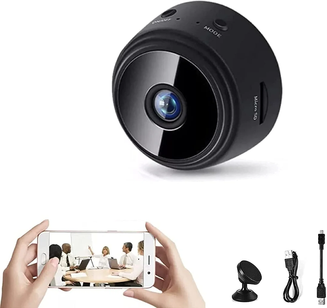 1080p WiFi Mini Camera with Magnetic Base and Night Vision – Home Security Surveillance 0