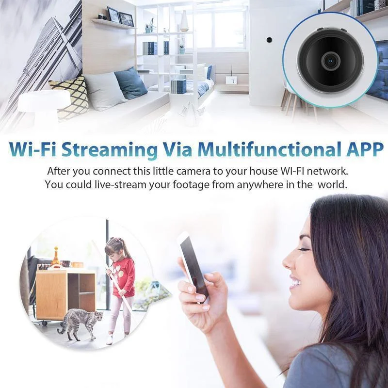 1080p WiFi Mini Camera with Magnetic Base and Night Vision – Home Security Surveillance 4