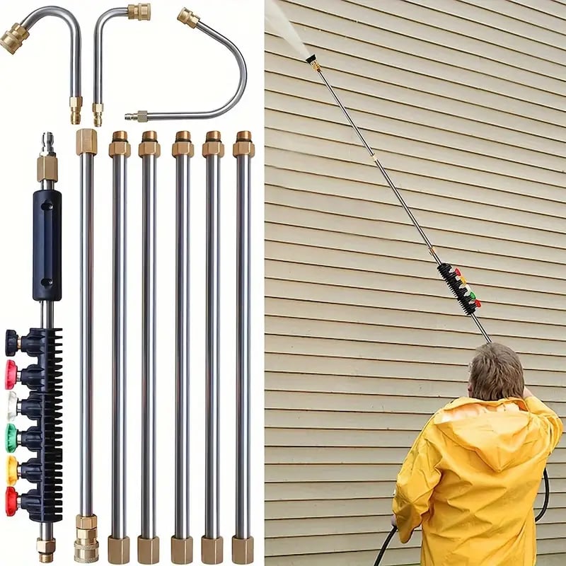 4000 PSI Telescoping Pressure Washer Wand Set for Gutter and Roof Cleaning – 8-10 Feet Extension 0