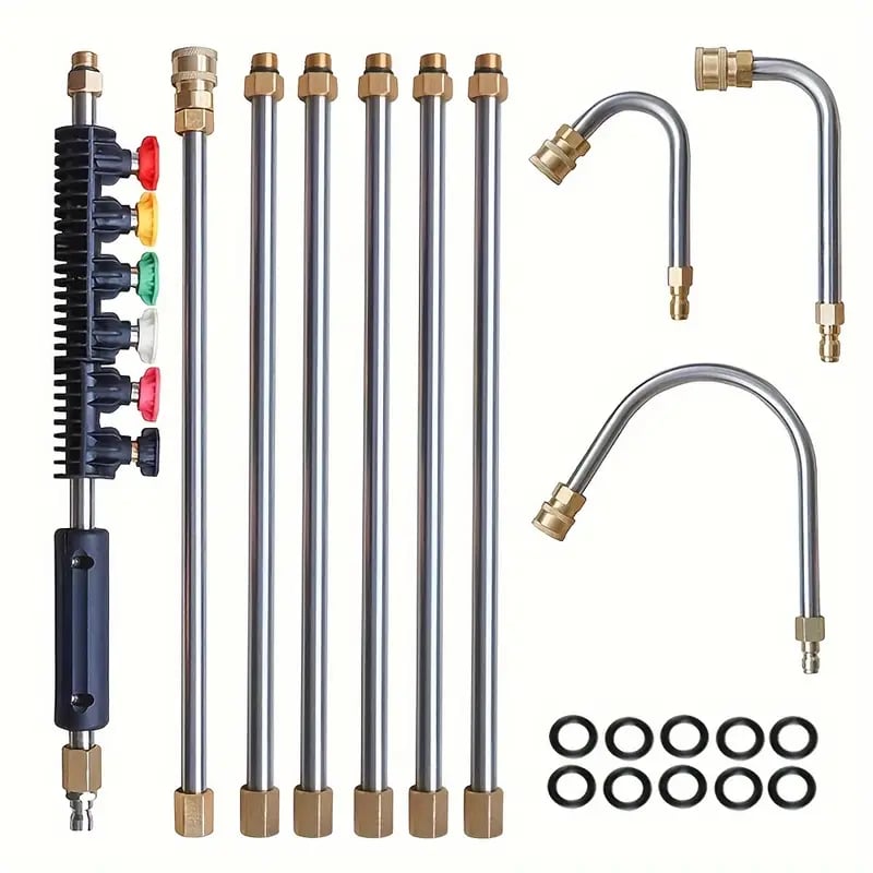 4000 PSI Telescoping Pressure Washer Wand Set for Gutter and Roof Cleaning – 8-10 Feet Extension 1