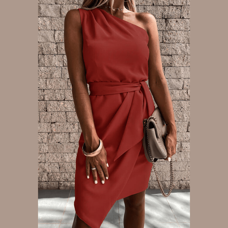 Bonjour MelbourneWomen's DressesElegant One-Shoulder Irregular Cocktail Dress for Women 