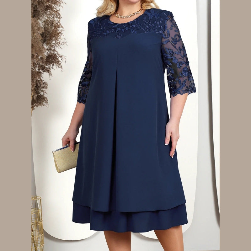 Bonjour MelbourneWomen’s DressesElegant Plus Size Embroidered Wedding Guest Dress 