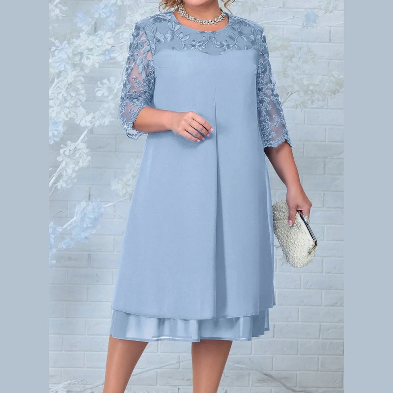 Bonjour MelbourneWomen’s DressesElegant Plus Size Embroidered Wedding Guest Dress 