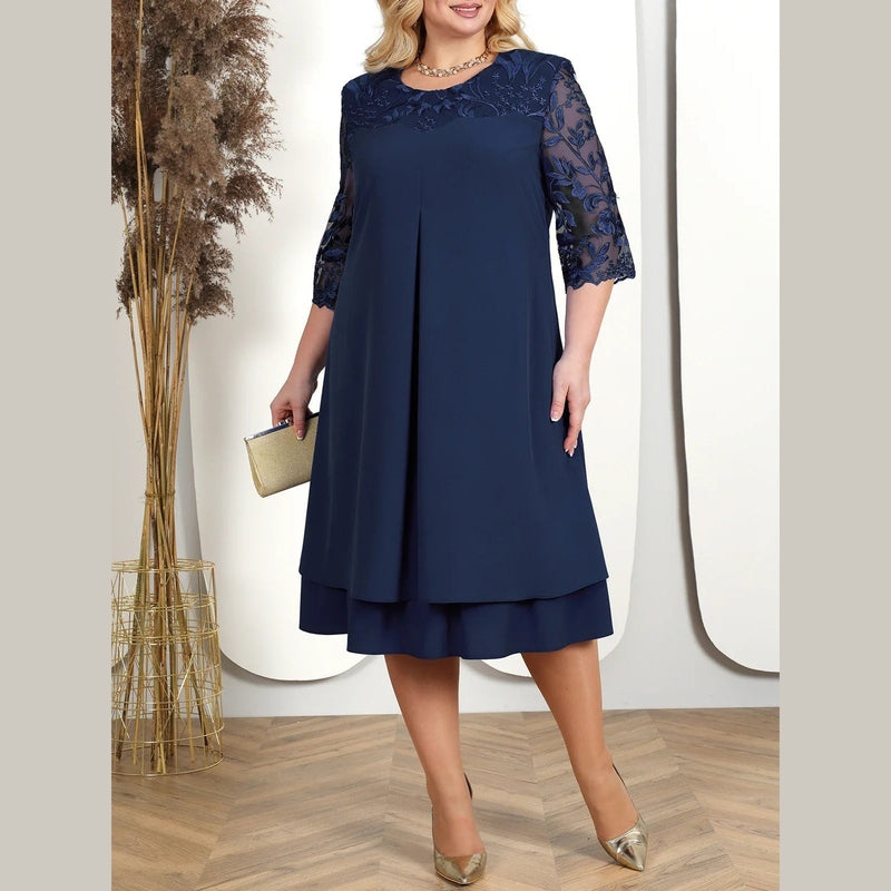 Bonjour MelbourneWomen’s DressesElegant Plus Size Embroidered Wedding Guest Dress 