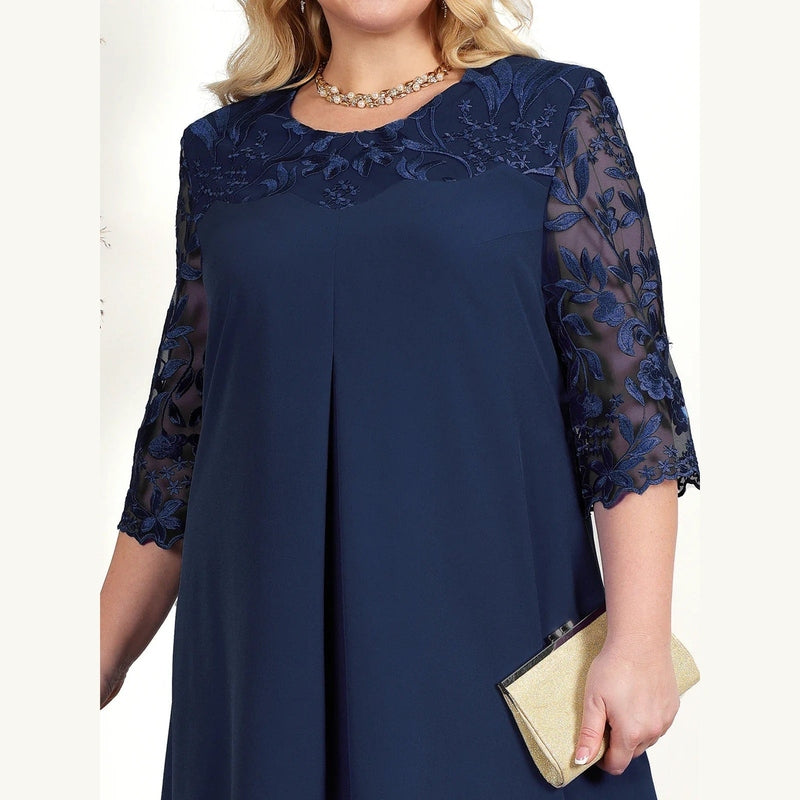 Bonjour MelbourneWomen’s DressesElegant Plus Size Embroidered Wedding Guest Dress 