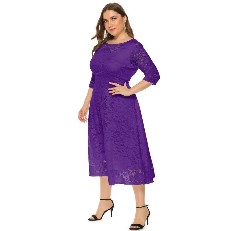 Bonjour MelbourneMidi DressesElegant Plus Size Midi Dress with Lace for Formal Events 