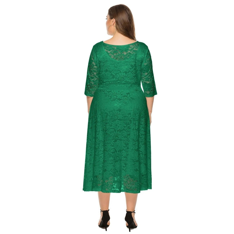 Bonjour MelbourneMidi DressesElegant Plus Size Midi Dress with Lace for Formal Events 