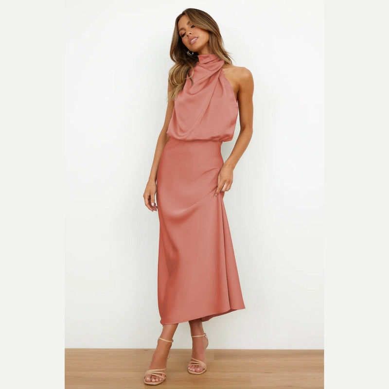 Bonjour MelbourneWomen's DressesElegant Satin Maxi Dress for Women - Versatile Cocktail Style 