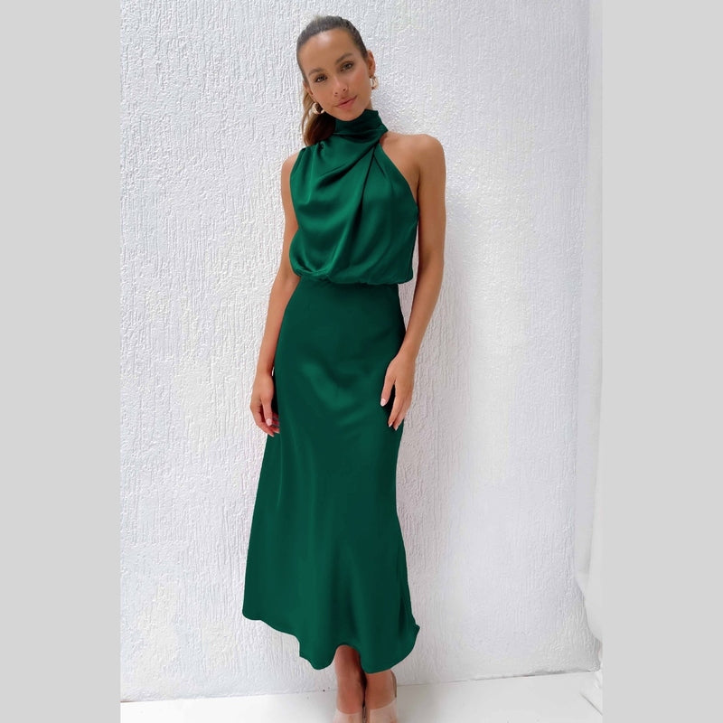 Bonjour MelbourneWomen's DressesElegant Satin Maxi Dress for Women - Versatile Cocktail Style 
