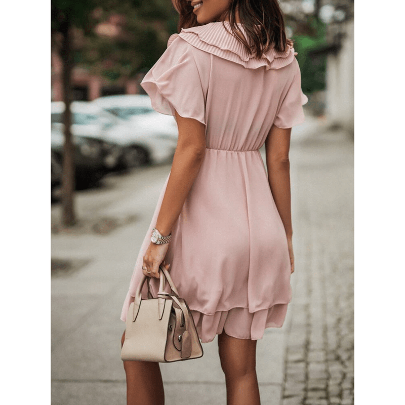 Bonjour MelbourneDressesElegant V-Neck Ruffle Summer Dress for Women - Versatile Style 