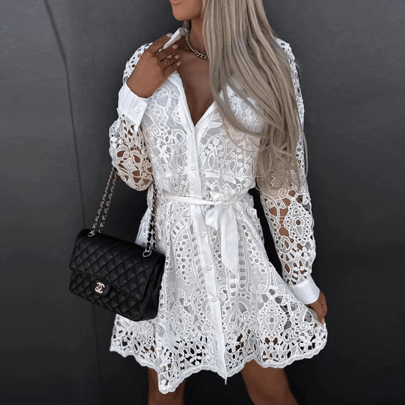 Bonjour MelbourneWomen's DressesElegant White Lace Dress for Women - Summer Cocktail Style 