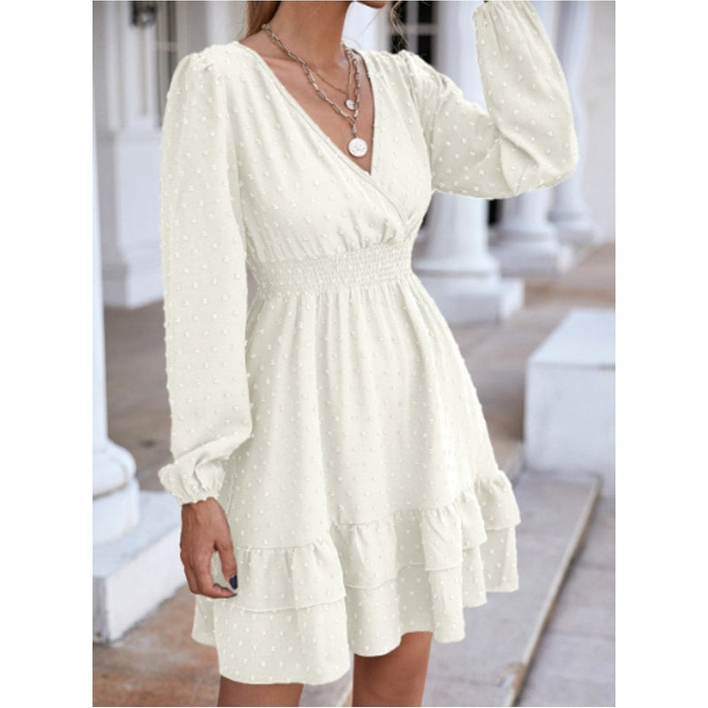 Bonjour MelbourneWomen's DressesElegant White Ruffled Women's Dress - Summer Cocktail Style 
