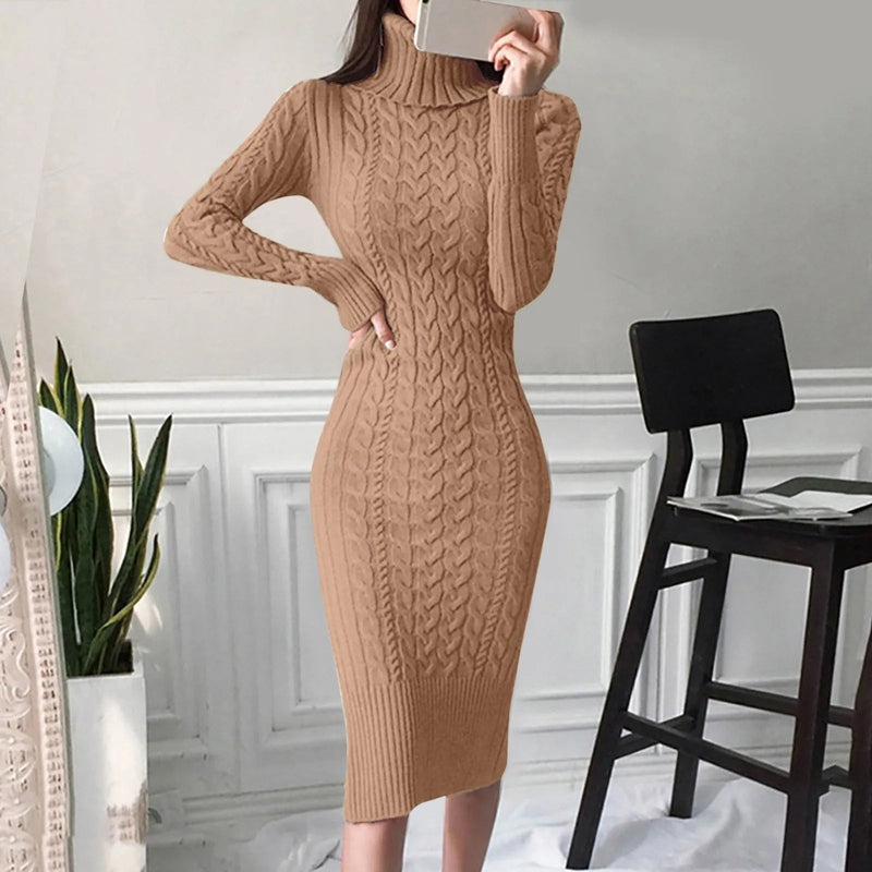 Bonjour MelbourneWomen’s DressesElegant Women's Cable Knit Dress - Versatile Formal Attire 