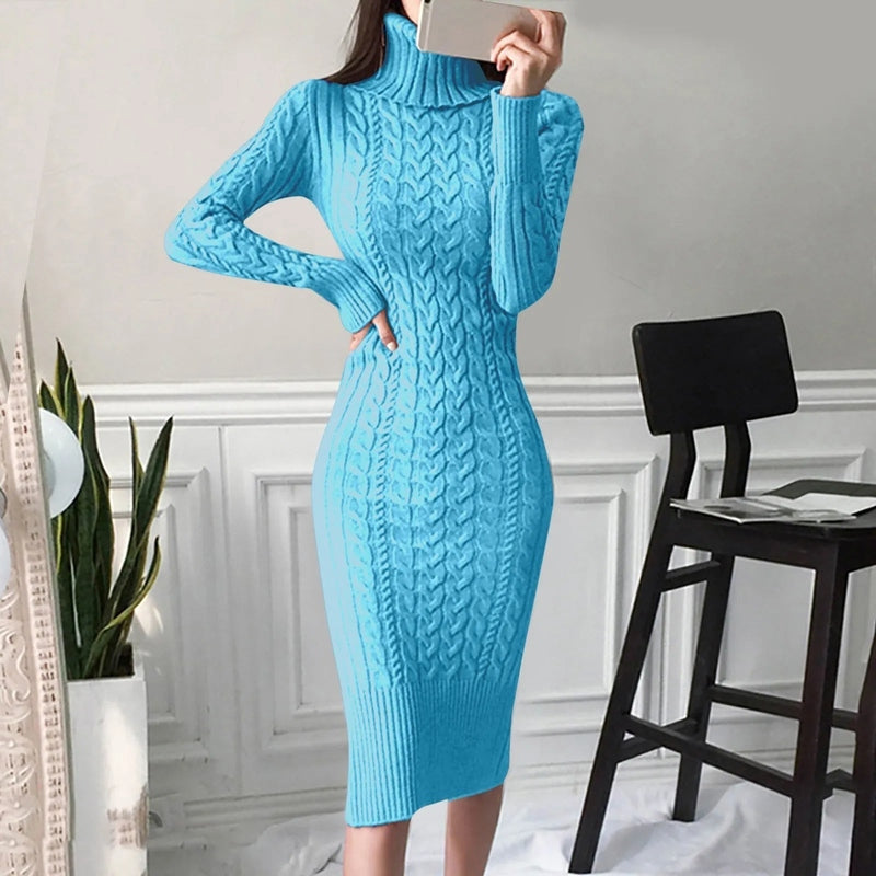 Bonjour MelbourneWomen’s DressesElegant Women's Cable Knit Dress - Versatile Formal Attire 