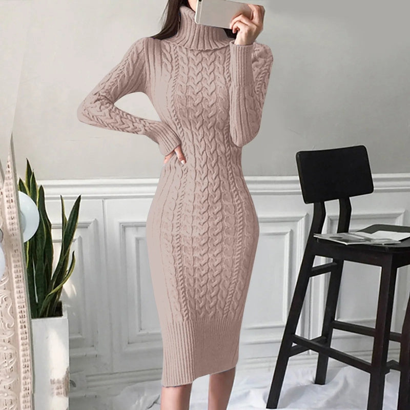 Bonjour MelbourneWomen’s DressesElegant Women's Cable Knit Dress - Versatile Formal Attire 