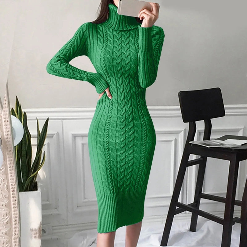 Bonjour MelbourneWomen’s DressesElegant Women's Cable Knit Dress - Versatile Formal Attire 