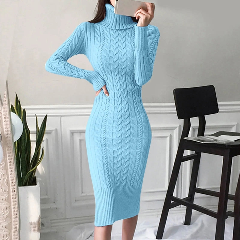 Bonjour MelbourneWomen’s DressesElegant Women's Cable Knit Dress - Versatile Formal Attire 