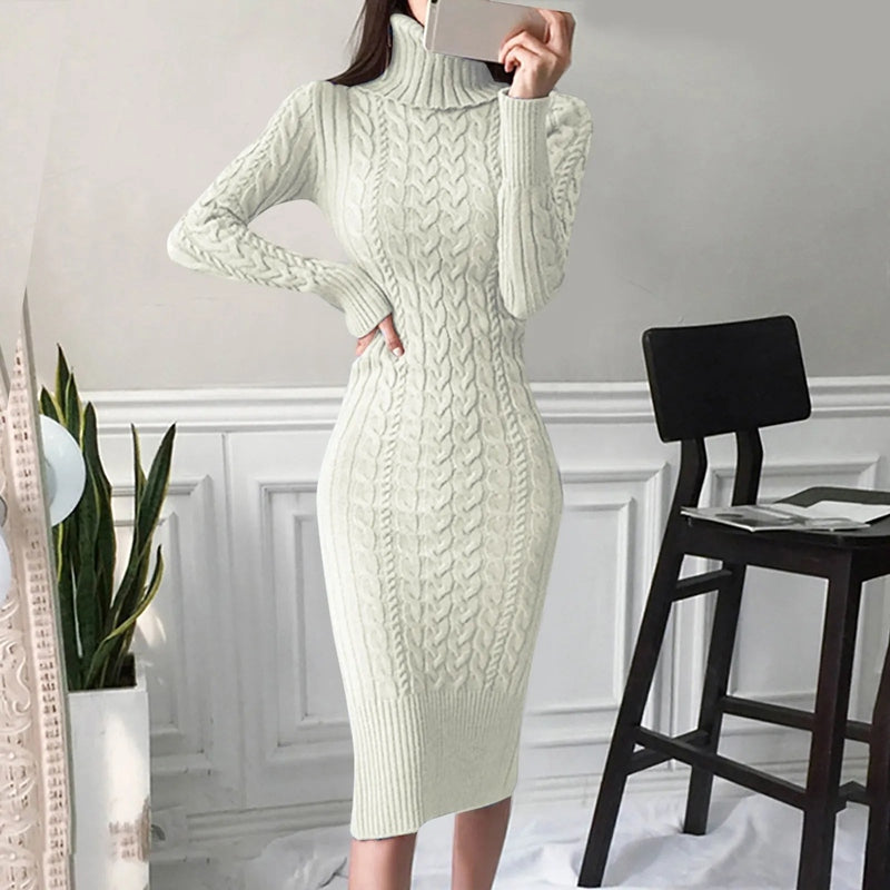 Bonjour MelbourneWomen’s DressesElegant Women's Cable Knit Dress - Versatile Formal Attire 