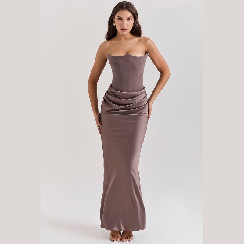 Bonjour MelbourneWomen's DressesElegant Women's Long Satin Maxi Dress for Formal Events 