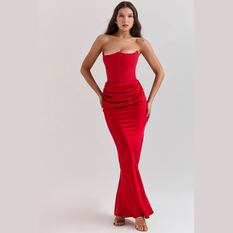 Bonjour MelbourneWomen's DressesElegant Women's Long Satin Maxi Dress for Formal Events 