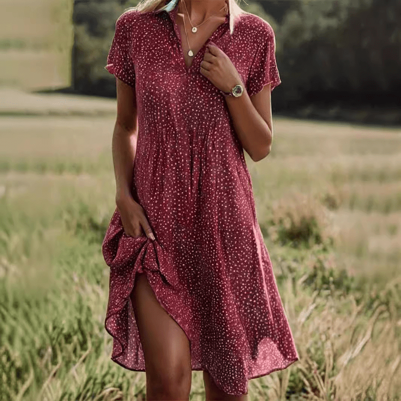 Bonjour MelbourneWomen’s DressesElegant Women's Polka Dot V-Neck Midi Dress - Summer Style 