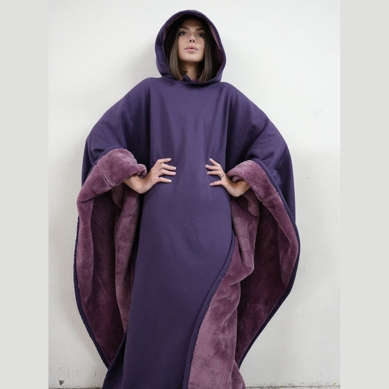 Bonjour MelbourneHoodiesLuxurious Fleece Hooded Poncho for Unmatched Comfort 