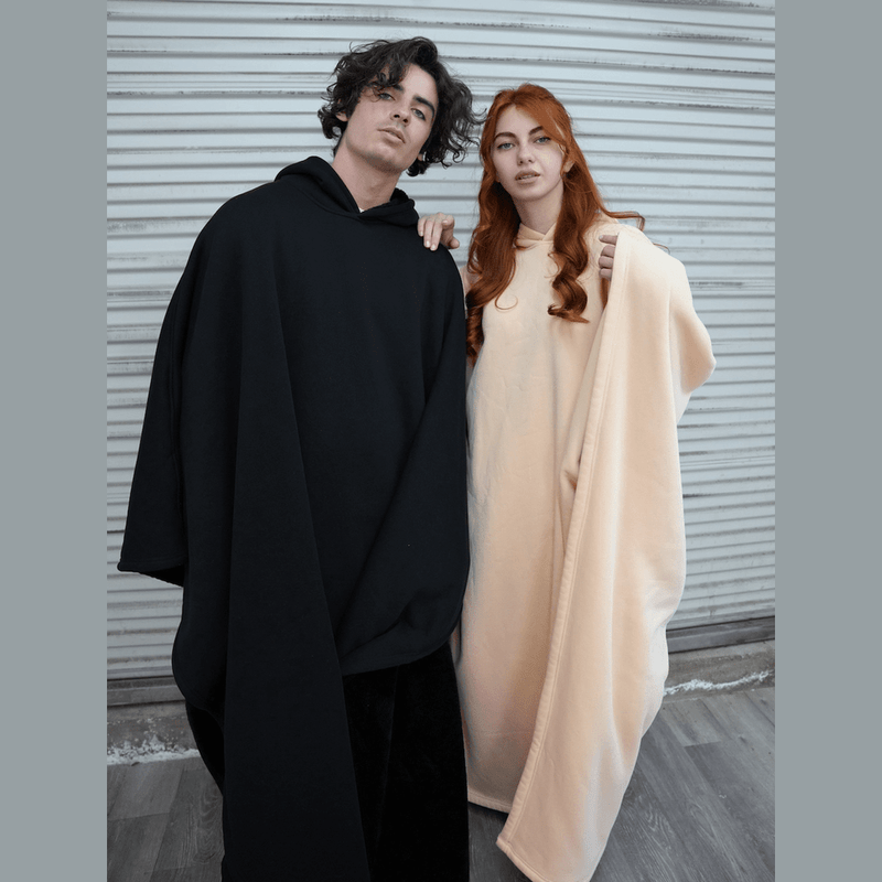 Bonjour MelbourneHoodiesLuxurious Fleece Hooded Poncho for Unmatched Comfort 