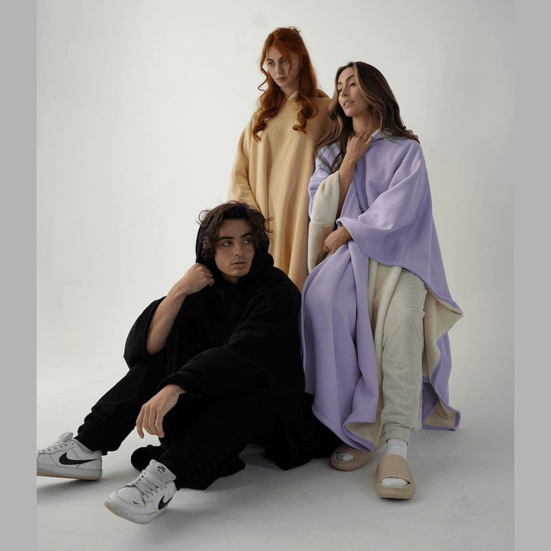 Bonjour MelbourneHoodiesLuxurious Fleece Hooded Poncho for Unmatched Comfort 