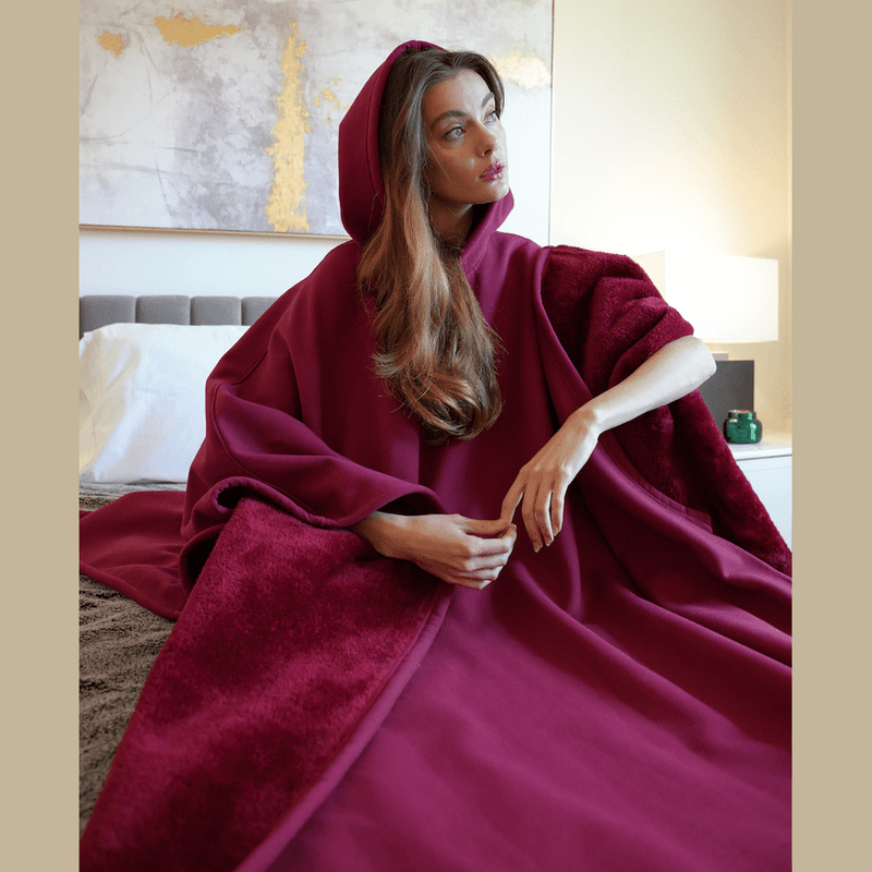 Bonjour MelbourneHoodiesLuxurious Fleece Hooded Poncho for Unmatched Comfort 