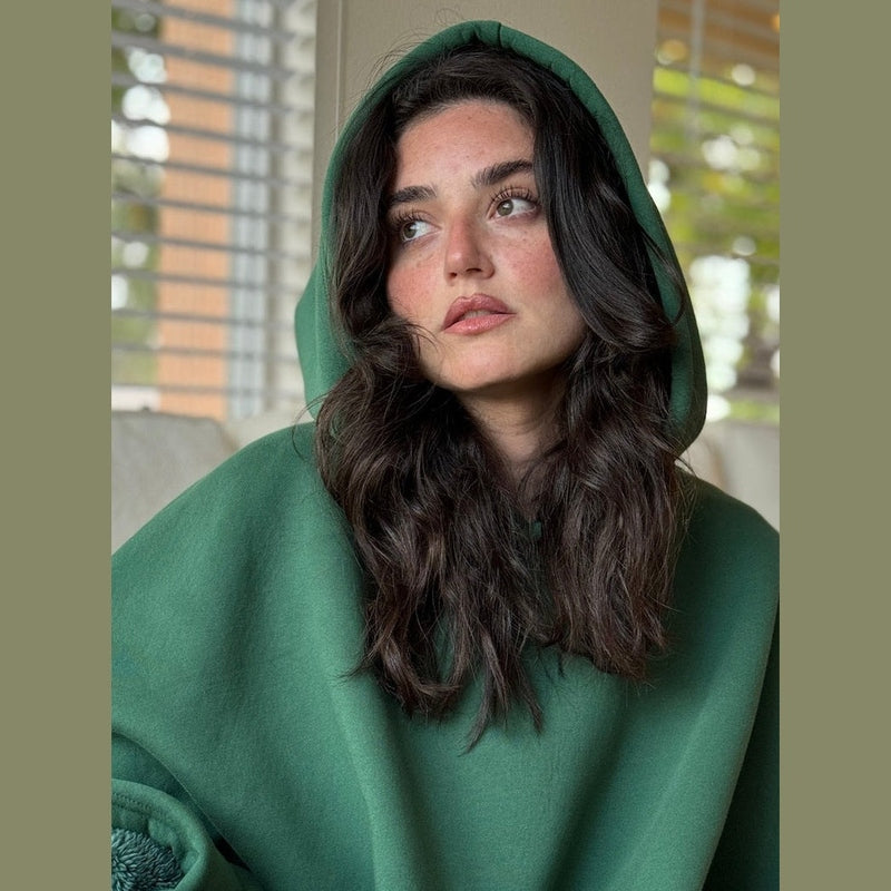 Bonjour MelbourneHoodiesLuxurious Fleece Hooded Poncho for Unmatched Comfort 