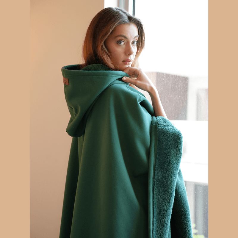 Bonjour MelbourneHoodiesLuxurious Fleece Hooded Poncho for Unmatched Comfort 