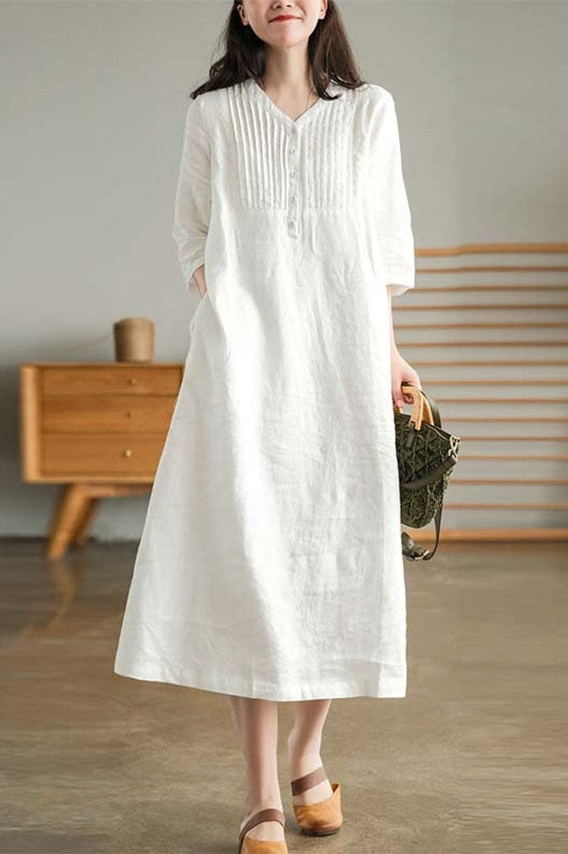 Bonjour Melbourne Long Dress Harley Women's Contemporary Linen Dress