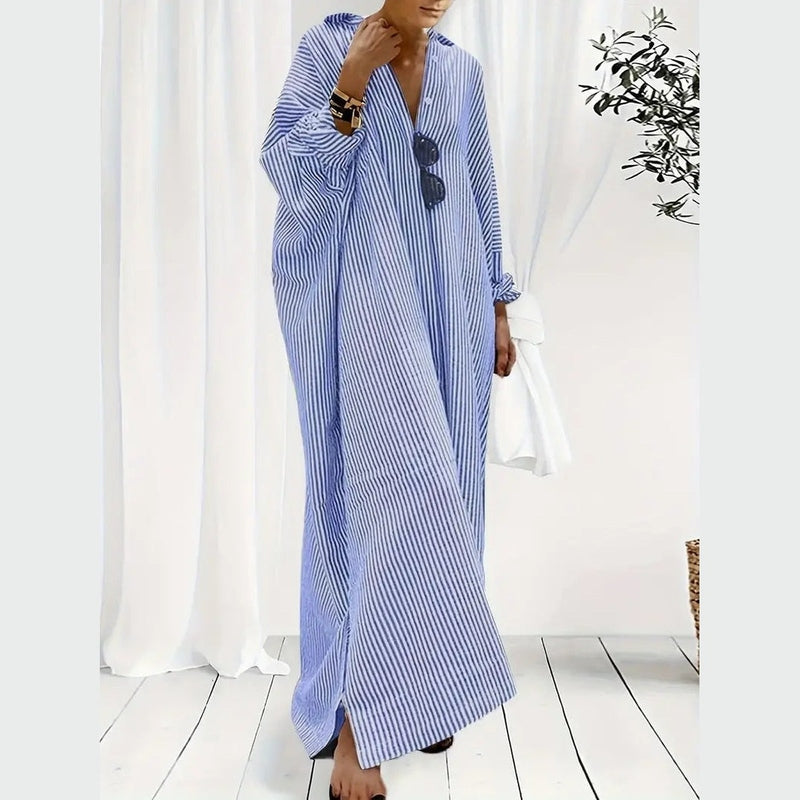 Bonjour MelbourneWomen's DressesWomen's Striped Maxi Dress - Effortless Summer Kaftan Style 