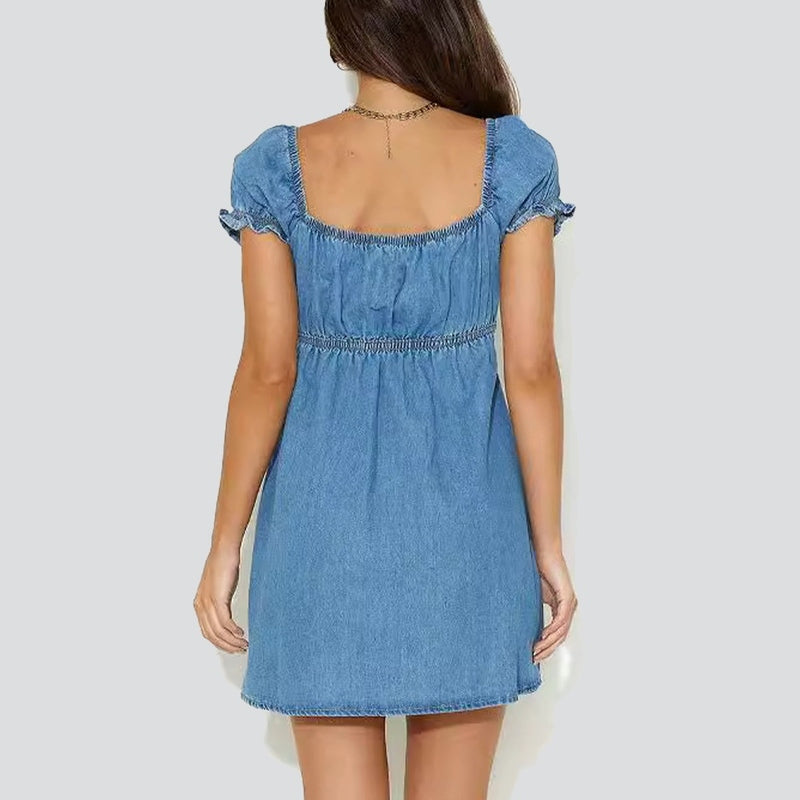 Bonjour MelbourneWomen's DressesWomen's V-Neck Mini Denim Dress - Stylish Summer Chic 
