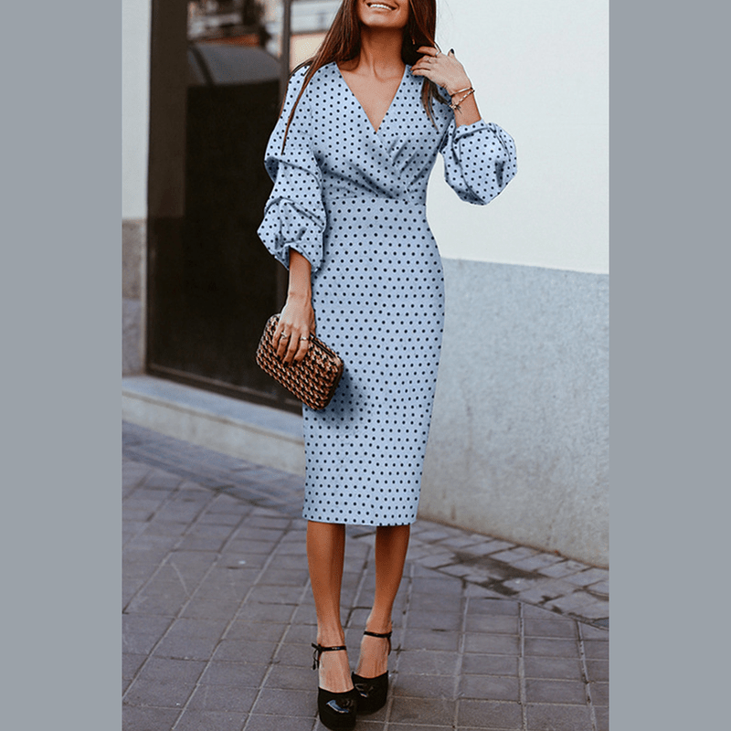 Bonjour MelbourneDressesWomen's V-Neck Polka Dot Summer Cocktail Dress - Elegant Flair 