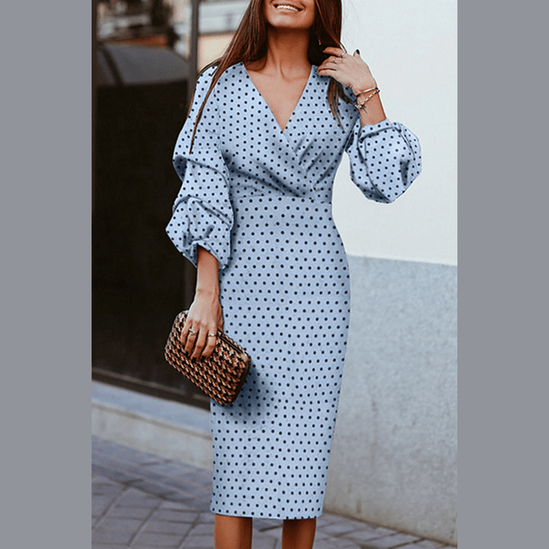 Bonjour MelbourneDressesWomen's V-Neck Polka Dot Summer Cocktail Dress - Elegant Flair 