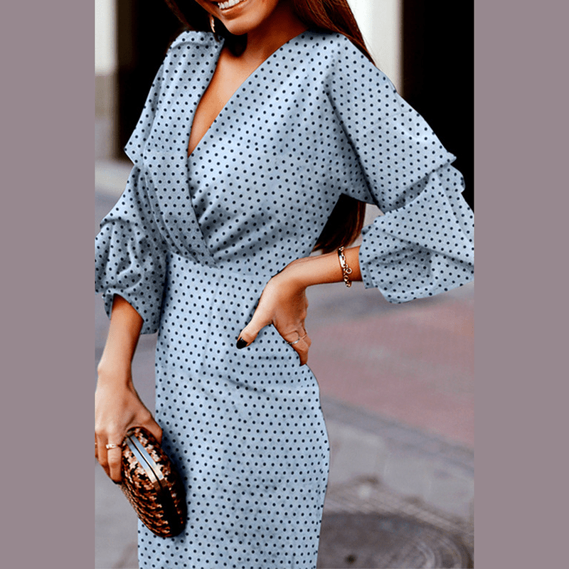 Bonjour MelbourneDressesWomen's V-Neck Polka Dot Summer Cocktail Dress - Elegant Flair 