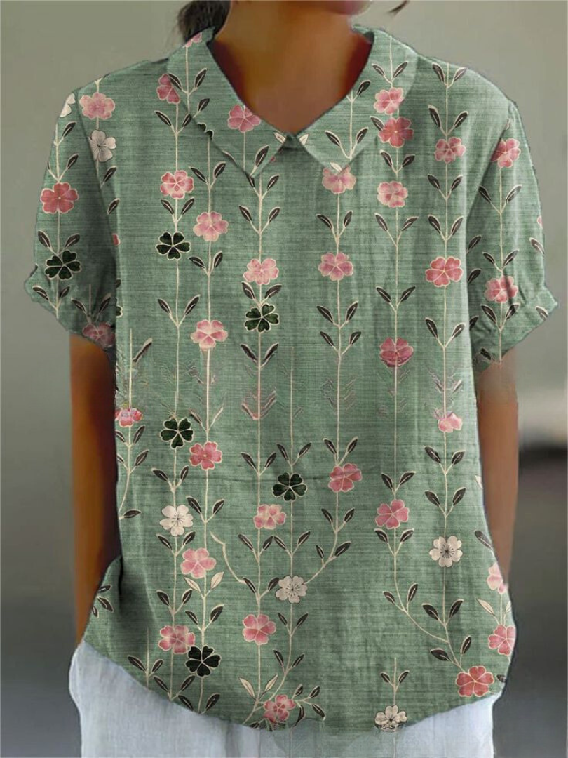 Chic Vintage Floral Blouse for Women - Casual Elegance 11