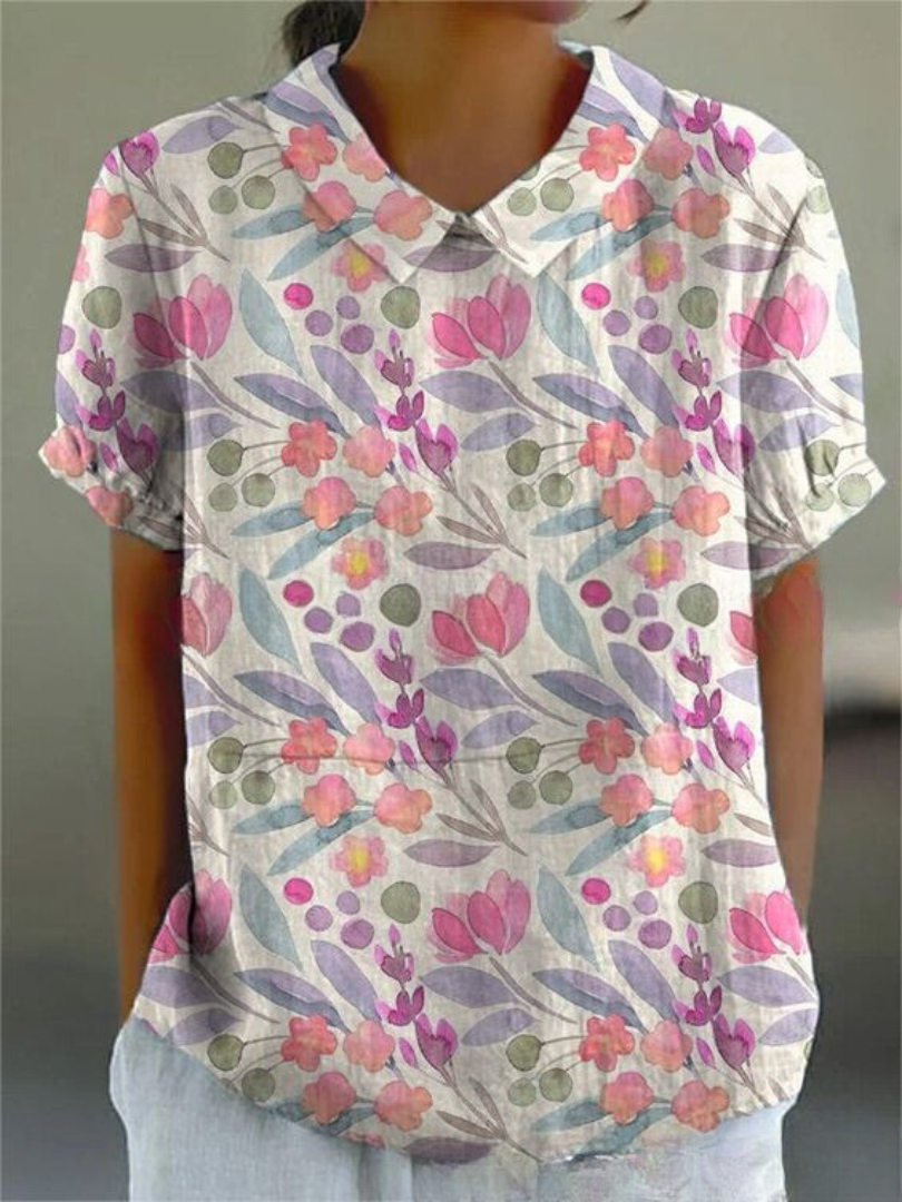 Chic Vintage Floral Blouse for Women - Casual Elegance 12