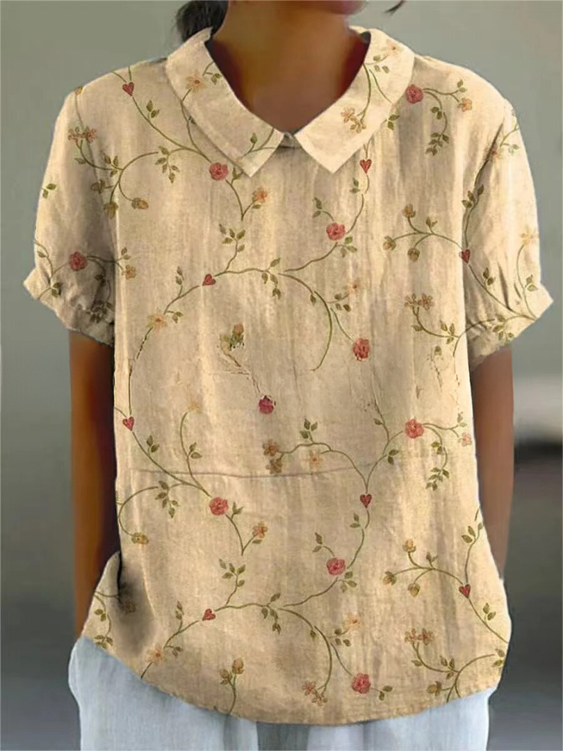 Chic Vintage Floral Blouse for Women - Casual Elegance 2