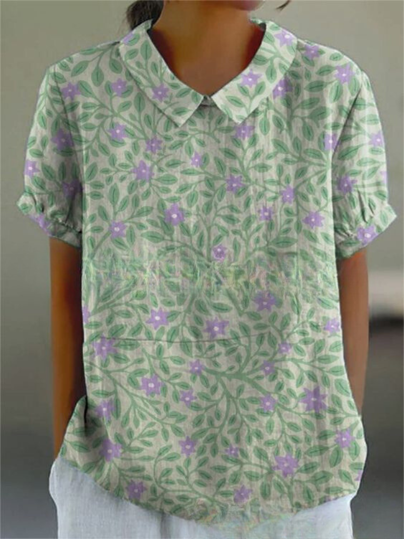 Chic Vintage Floral Blouse for Women - Casual Elegance 3
