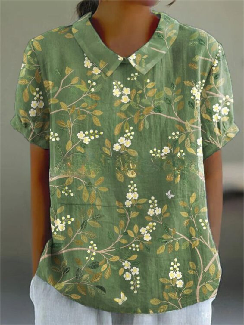 Chic Vintage Floral Blouse for Women - Casual Elegance 5