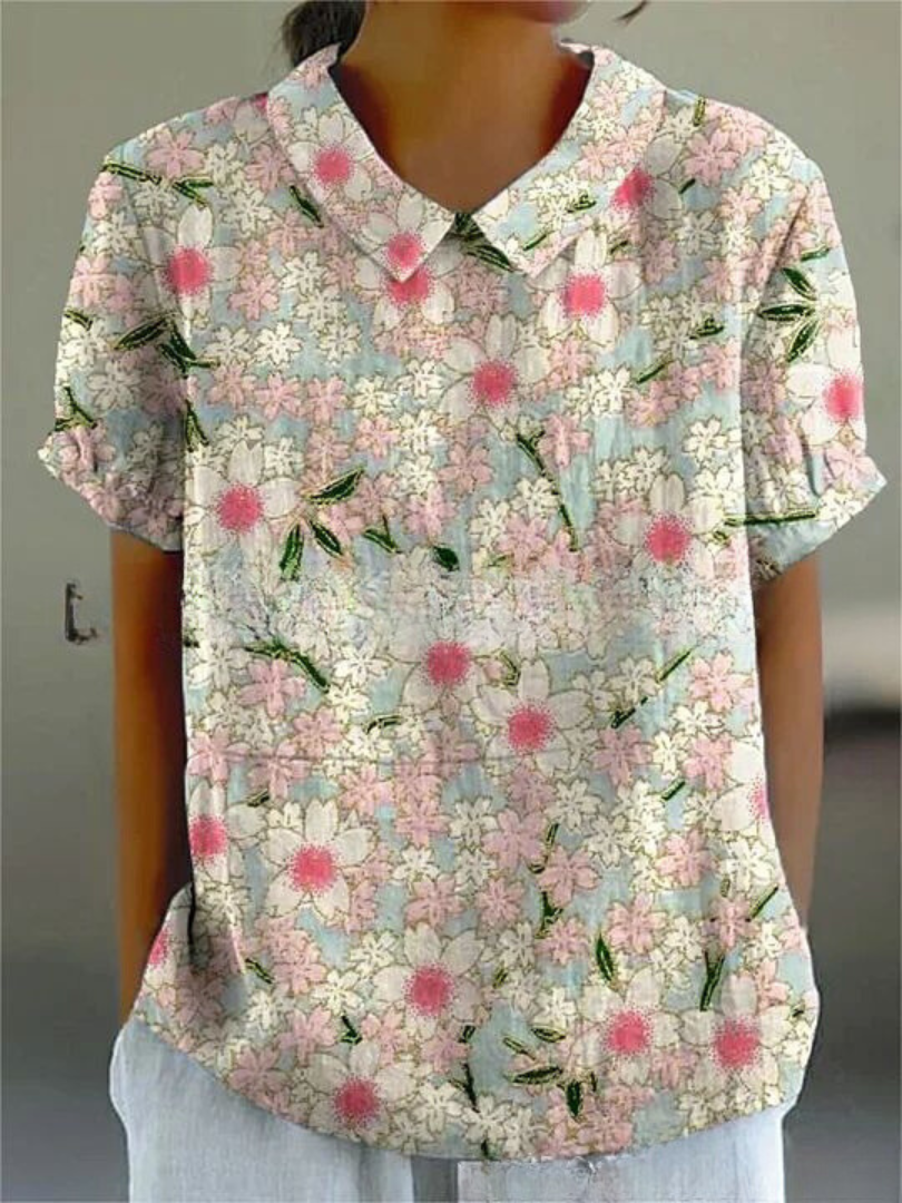 Chic Vintage Floral Blouse for Women - Casual Elegance 6