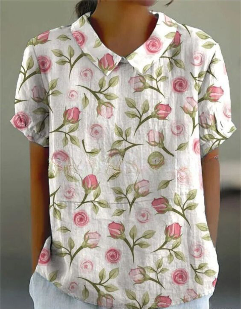 Chic Vintage Floral Blouse for Women - Casual Elegance 7