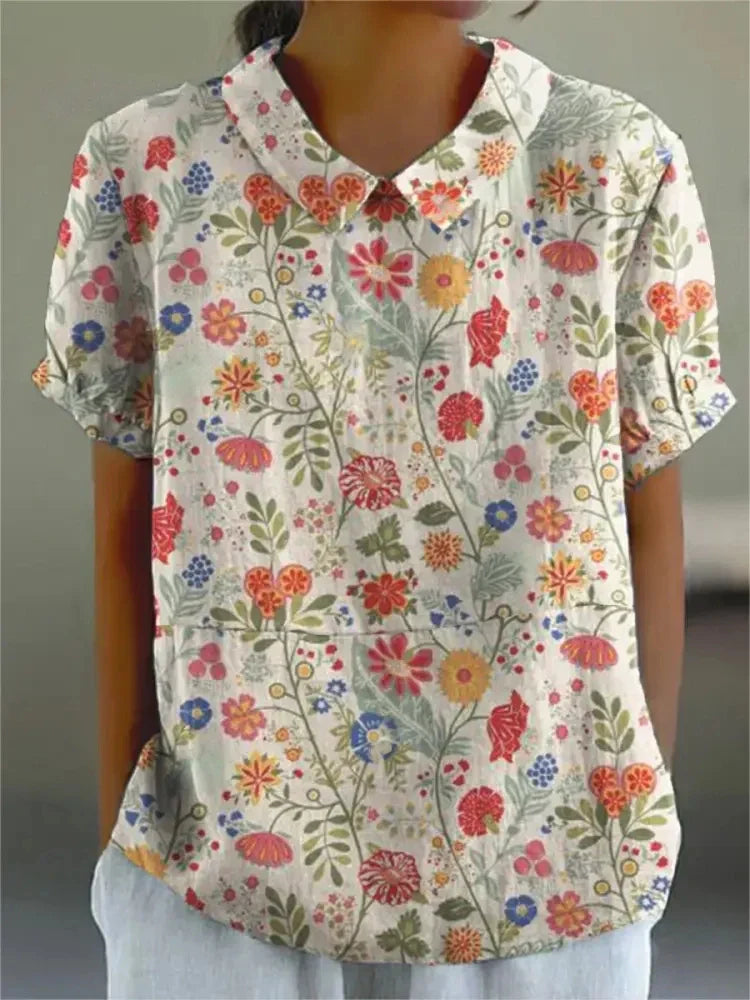 Chic Vintage Floral Blouse for Women - Casual Elegance 9
